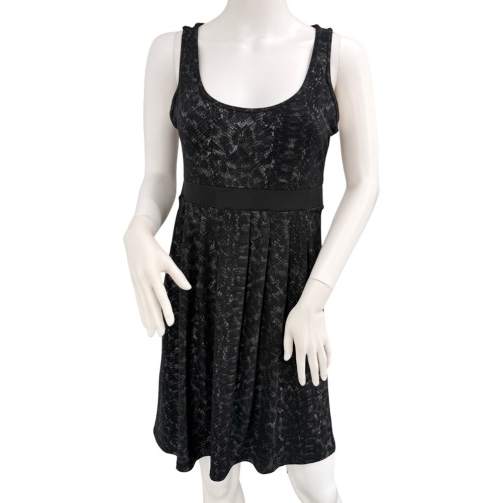 EXPRESS Size Small Skater Dress Black Gray Snake Skin Empire Waist Sleeveless
